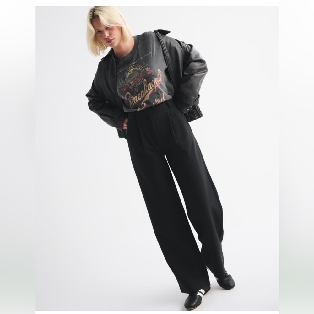 Abercrombie & Fitch Wide Leg Sloan Tailored Pant black xs - Picture 7 of 12